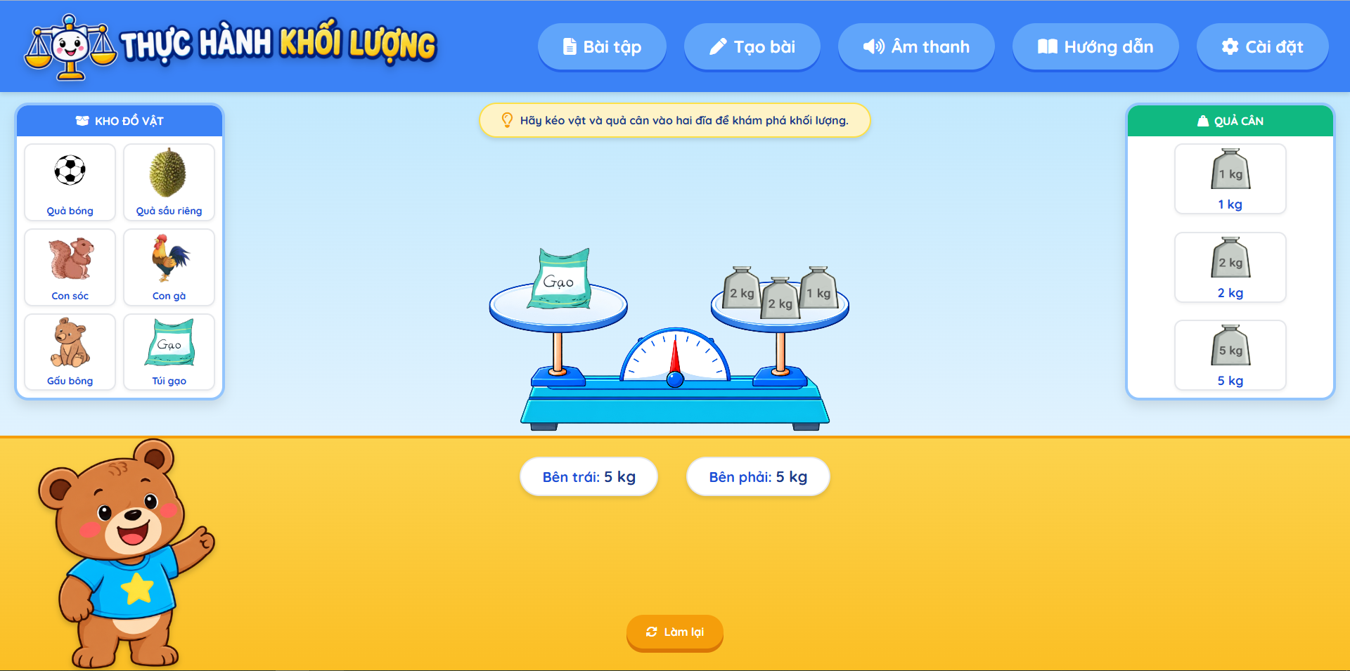 Thực hành khối lượng môn Toán lớp 2