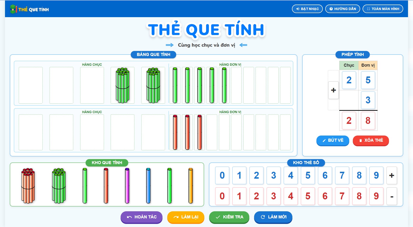 Dạy học môn toán 1 - Bộ thẻ que tính